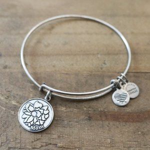 Silver Alex Ani Mom Flower Bangle